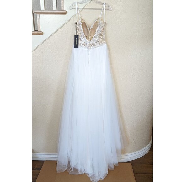 Off White Filigree Sweetheart Neck Formal Wedding Ball Gown Dress 14 - Picture 5 of 10